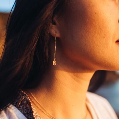 Rose Quartz Gold Ear threaders