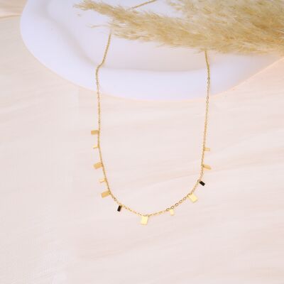 Golden necklace with mini rectangle pendants