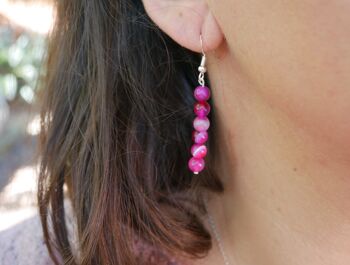 Boucles d'oreilles pendantes en Agate rose 1