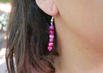 Boucles d'oreilles pendantes en Agate rose 2