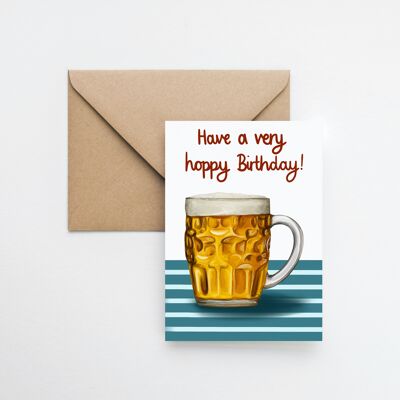 Hoppy birthday A6 greeting card with fully recyclable packaging