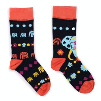 BamS-02F - Chaussettes en bambou Hop Hare - Lucky Elephant S/M - Vendues en 3x unité/s par extérieur 5