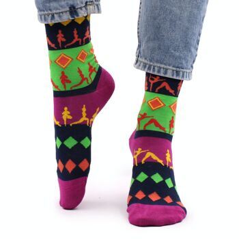 BamS-03F - Chaussettes en bambou Hop Hare - Poses de yoga S/M - Vendues en 3x unité/s par extérieur 1