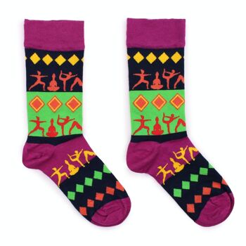 BamS-03F - Chaussettes en bambou Hop Hare - Poses de yoga S/M - Vendues en 3x unité/s par extérieur 5