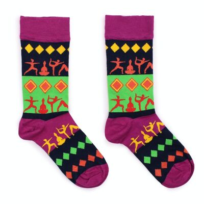 BamS-03M - Hop Hare Bamboo Socks - Yoga Poses M/L - Sold in 3x unit/s per outer