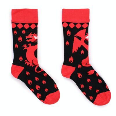 BamS-08M - Hop Hare Bamboo Socks - Red Dragons M/L - Sold in 3x unit/s per outer