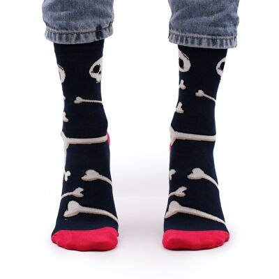 BamS-13F - Hop Hare Bamboo Socks - Skulls and Bones S/M - Sold in 3x unit/s per outer