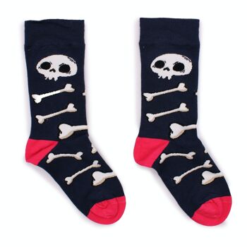 BamS-13M - Chaussettes en bambou Hop Hare - Skulls and Bones M/L - Vendues en 3x unité/s par extérieur 1