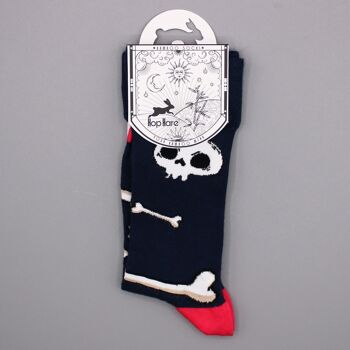 BamS-13M - Chaussettes en bambou Hop Hare - Skulls and Bones M/L - Vendues en 3x unité/s par extérieur 2