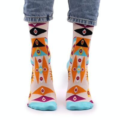BamS-16F - Hop Hare Bamboo Socks - Psychedelic Evil Eye S/M - Sold in 3x unit/s per outer