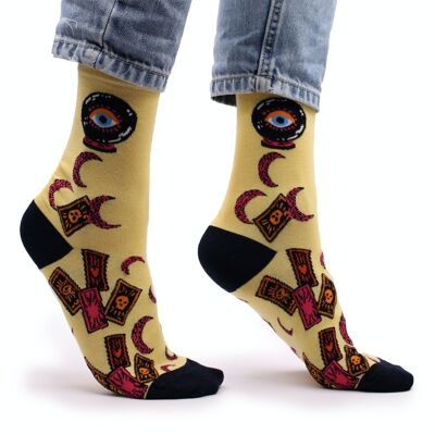 BamS-18F - Chaussettes en bambou Hop Hare - Tarot Cards S/M - Vendues en 3x unité/s par extérieur