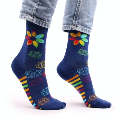 BamS-19F - Hop Hare Bamboo Socks - Rainbow Chakra S/M - Sold in 3x unit/s per outer