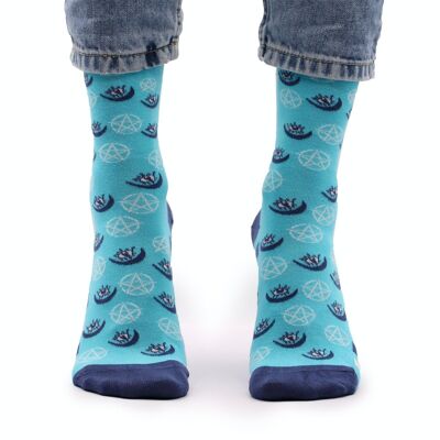 BamS-20F - Hop Hare Bamboo Socks - Pentagram and Evil Eye S/M - Sold in 3x unit/s per outer