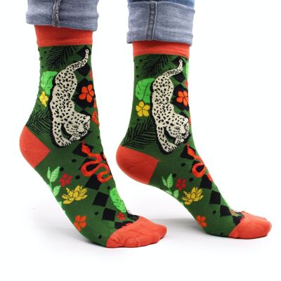 BamS-24F - Chaussettes en bambou Hop Hare - Bali Jungle S/M - Vendues en 3x unité/s par extérieur