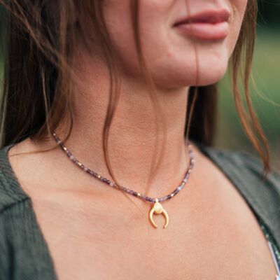 Amethyst Boho Moon Necklace