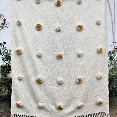 Tufted Pom Pom Cotton Throw Blanket