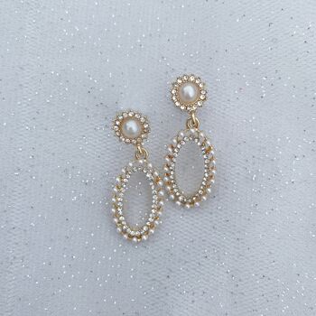 Boucles d'Oreilles Vintage Perle Or Ovale 1