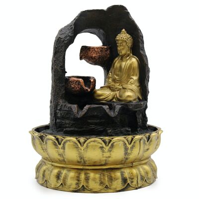 WaterF-01 - Tabletop Water Feature - 30cm - Golden Meditating Buddha - Sold in 1x unit/s per outer