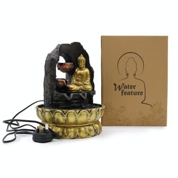 WaterF-01 - Jeu d'Eau de Table - 30cm - Bouddha Méditant Doré - Vendu en 1x unité/s par extérieur 2