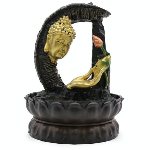 WaterF-02 - Tabletop Water Feature - 30cm - Golden Buddha & Lotus - Sold in 1x unit/s per outer