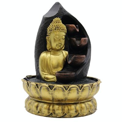 WaterF-03 - Tabletop Water Feature - 30cm - Golden Buddha & Pouring Pots - Sold in 1x unit/s per outer