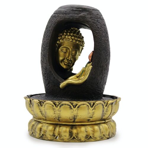 WaterF-04 - Tabletop Water Feature - 30cm - Golden Buddha & Vitarka Mudra - Sold in 1x unit/s per outer