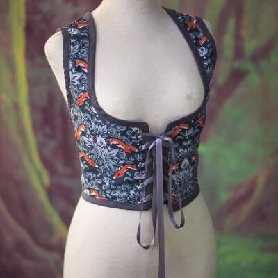 Fox bodice, William Morris style Renaissance corset flowers cottagecore style  corset vest, Wench regency steampunk