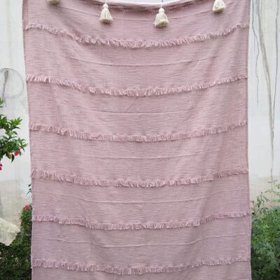 Pink Cotton Sofa Throw Blanket