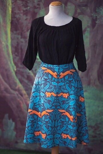 Squirrell Skirt in William Morris style  Cottage Forest love