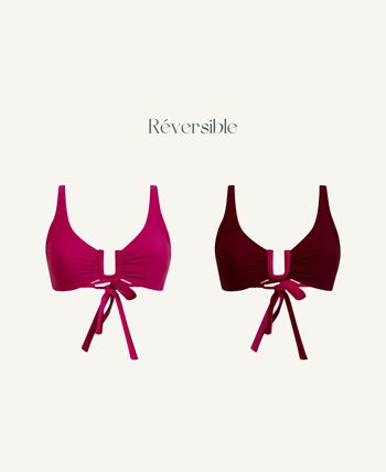 Sustainable and reversible criss cross bikini top Rose | Cherry 6