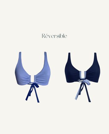 Sustainable and reversible criss cross bikini top Violet | Blueberry 6