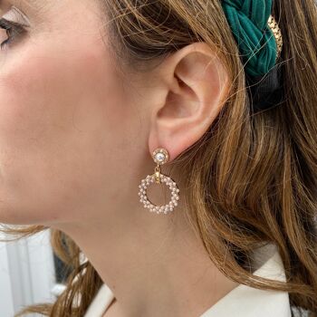 Boucles d'oreilles perle d'or circulaire Vintage inspiré 3