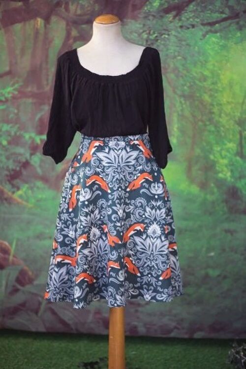 Fox Skirt in William Morris style  Cottage Forest lover inspired skater skirt