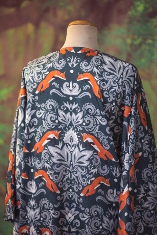 Fox Robe Sylky Clothing Cardigan Kimono Fashion cover up Bohemian Summer boho jacket gift for teacher goblincore witch