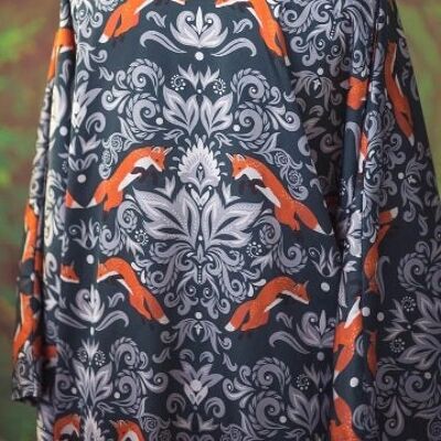 Fox Robe Sylky Clothing Cardigan Kimono Fashion cover up Bohemian Summer boho jacket gift for teacher goblincore witch
