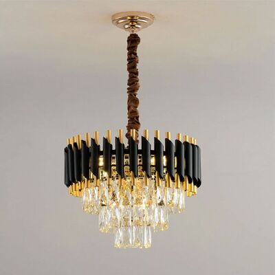 Modern Large Crystal Black Gold Chandelier Ceiling Pendant