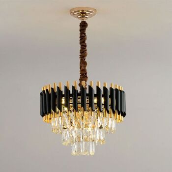 Pendentif de plafond moderne grand lustre en cristal d'or noir