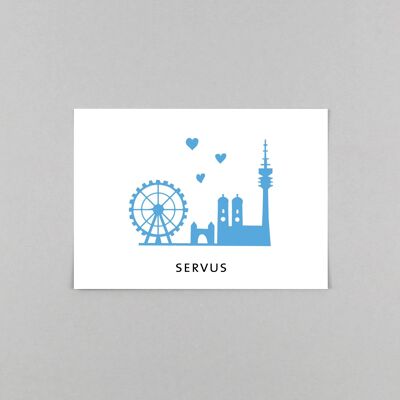 Postkarte München Skyline Helmi