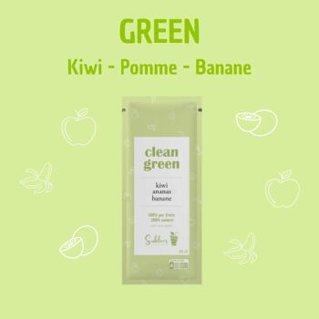 SINGLE Sweet Green : Kiwi, Pomme, Banane - Préparation 100% purs fruits à réhydrater 1
