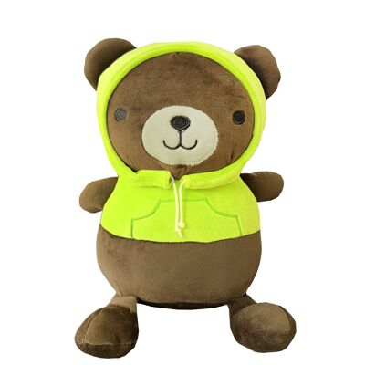 OURS EN PELUCHE A CAPUCHE VERT 26X16X12 CM