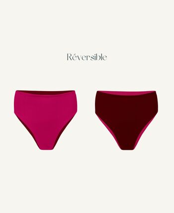 High waist reversible bikini bottom Rose | Cherry 7