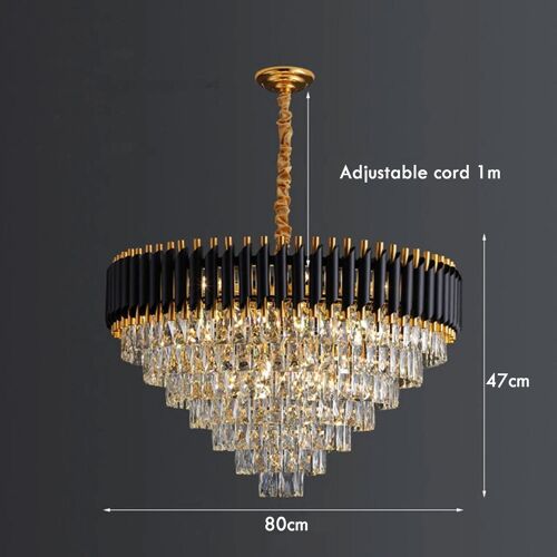 Modern Large Crystal Black Gold Chandelier Ceiling Pendant