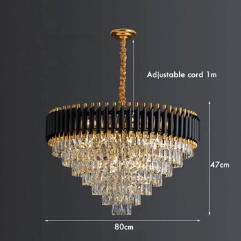 Pendentif de plafond moderne grand lustre en cristal d'or noir