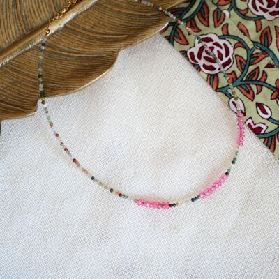 Collier Anjali agate indienne et topaze rose