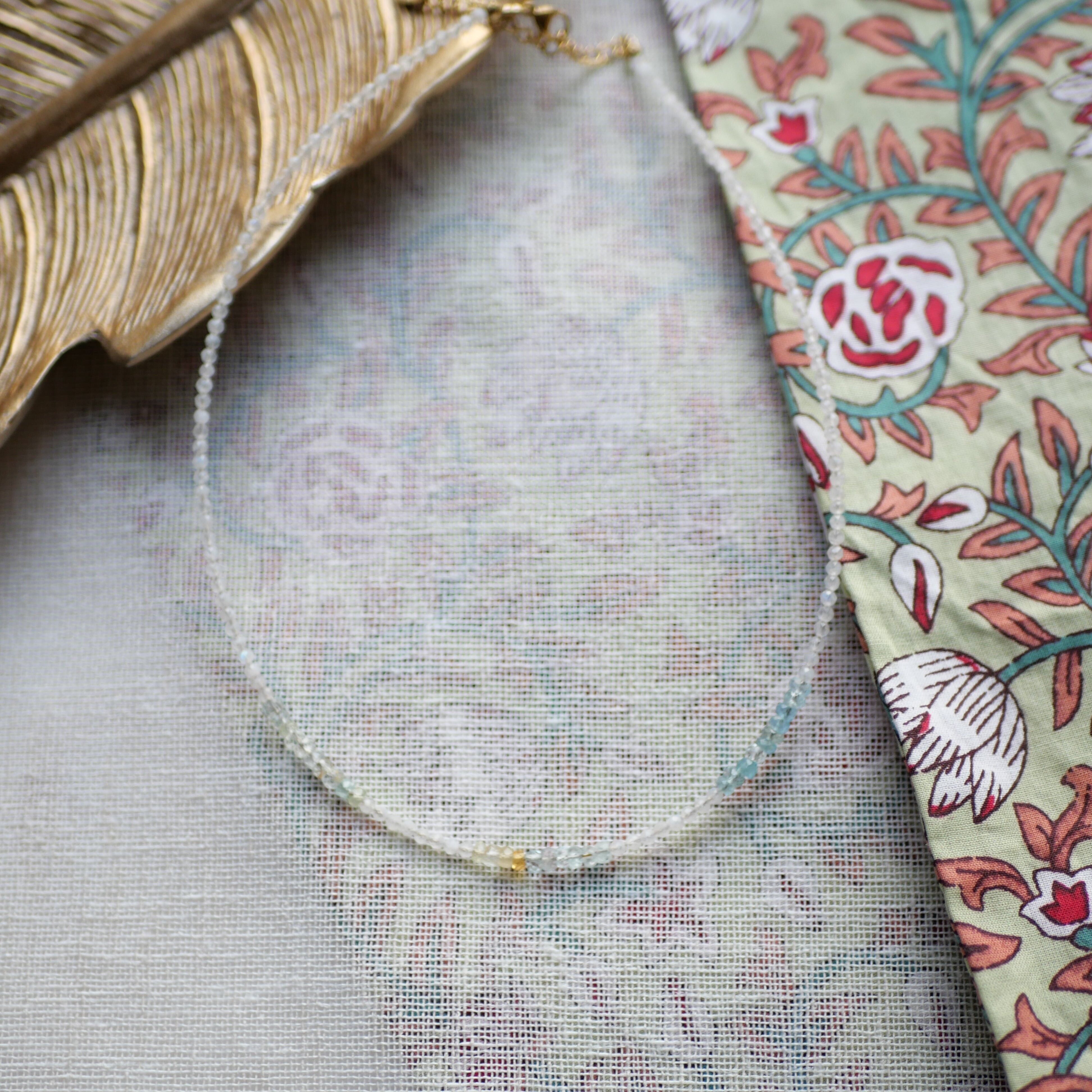 Anjali moonstone and morganite necklace