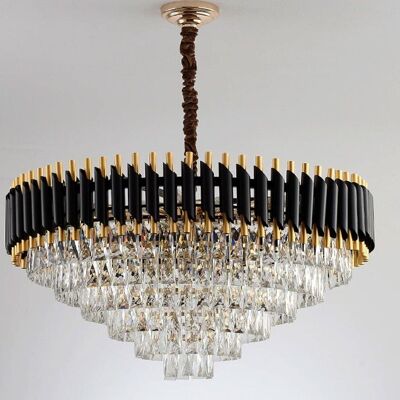 Pendentif de plafond moderne grand lustre en cristal d'or noir