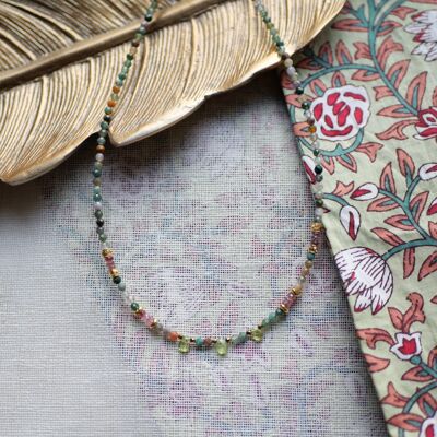 Indian agate and peridot Sarojini necklace