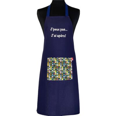 Apron, "I can't I have an aperitif" navy