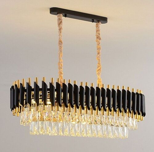 Modern Large Crystal Black Gold Chandelier Ceiling Pendant