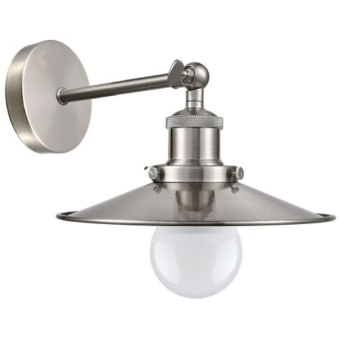 Modern Vintage Industrial Wall Mounted Light Satin Nickel Sconce Lamp Fixture Light UK~4070